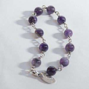 Purple Amethyst Beaded Sterling Silver Energy Bracelet - by Konnie K